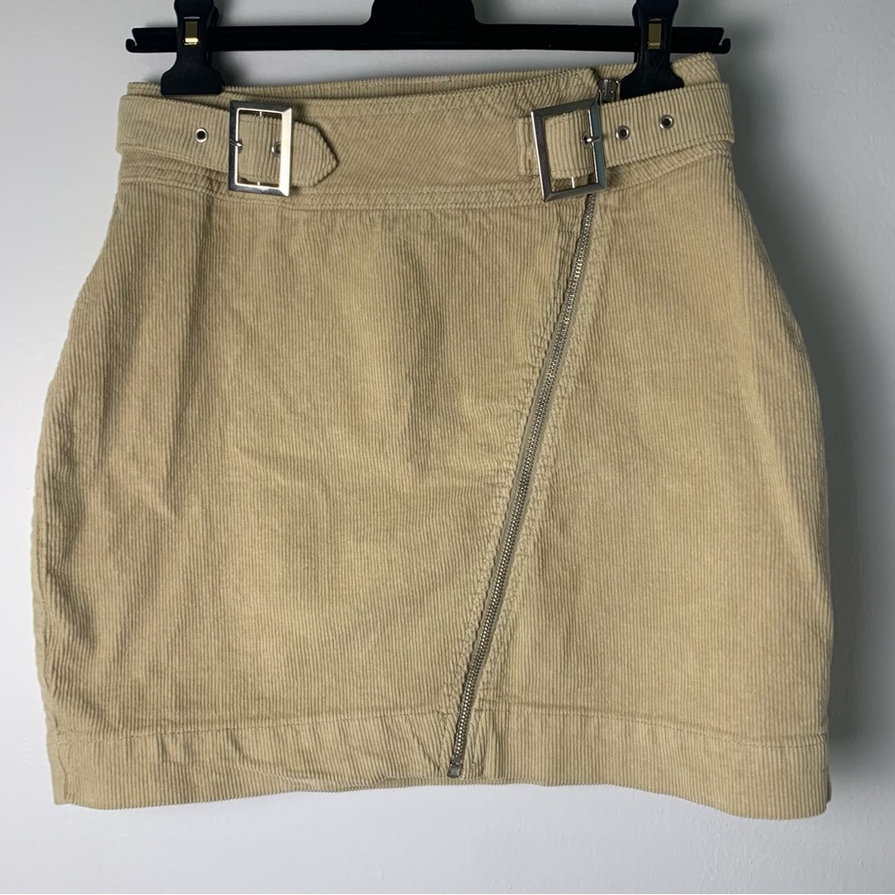 NWT Urban Outfitters Beige Corduroy Mini Skirt with Buckle